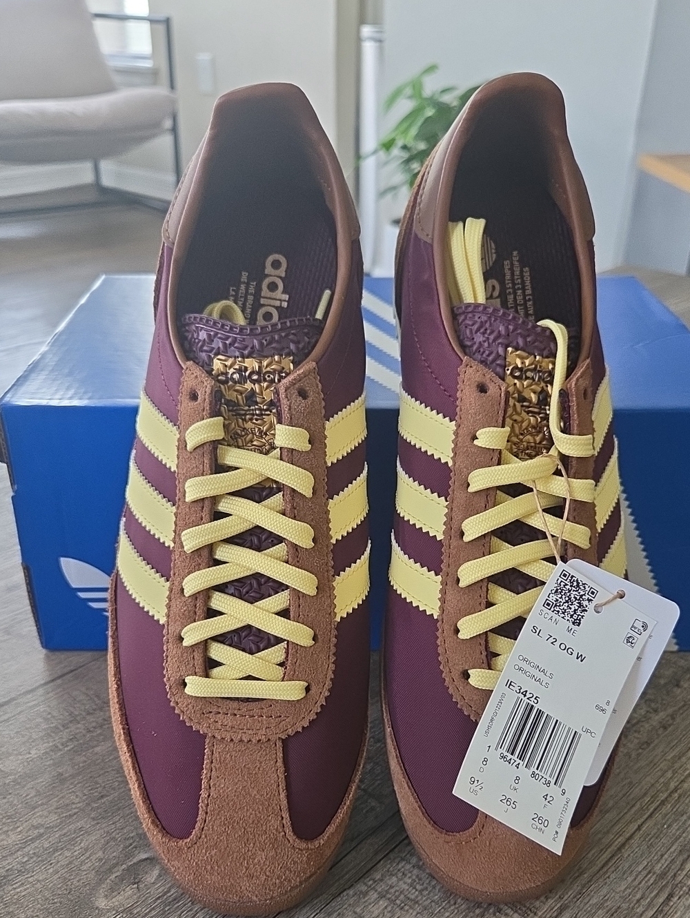 NWT Adidas Women's SL 72 OG 'Maroon Preloved Brown' Shoes IE3425 - Picture 3 of 11